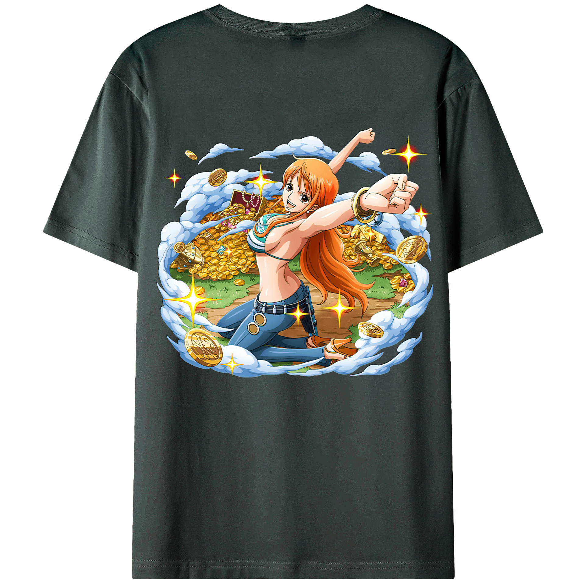 （画像用） ワンピース ナミ ONE PIECE Nami 綿100％ メンズ半袖Tシャツ（バックプリント） 通気性